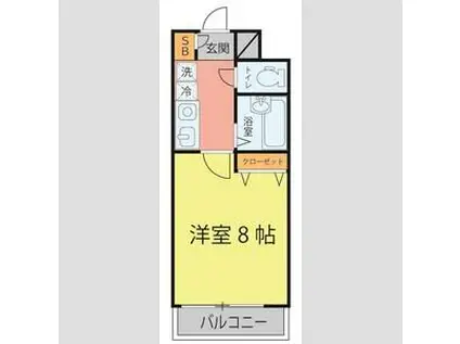 HIKOハイツ(1K/8階)の間取り写真
