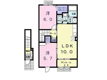 モンテピエール(2LDK/2階)の間取り写真