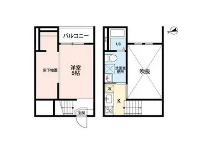 CIEL 五女子(ワンルーム/2階)の間取り写真