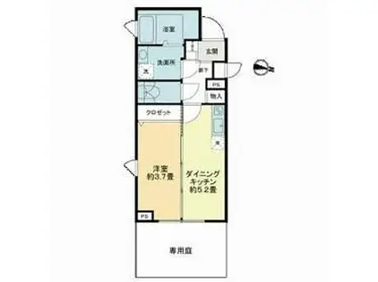 クラリティア池上(1DK/1階)の間取り写真