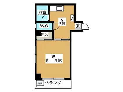 ブルーハイツ(1K/4階)の間取り写真