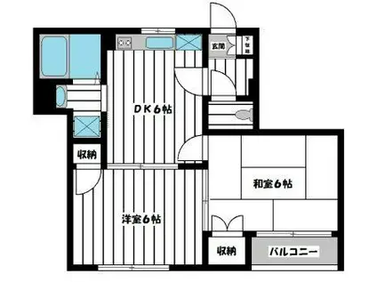 グランドール林(2DK/2階)の間取り写真