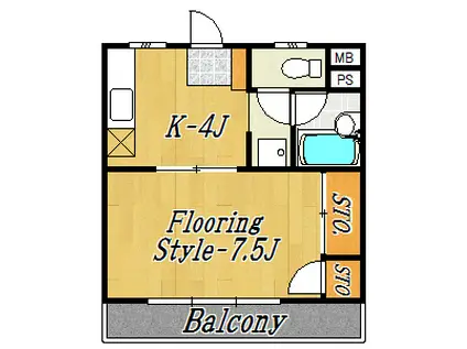 コーポ山藤(1K/4階)の間取り写真
