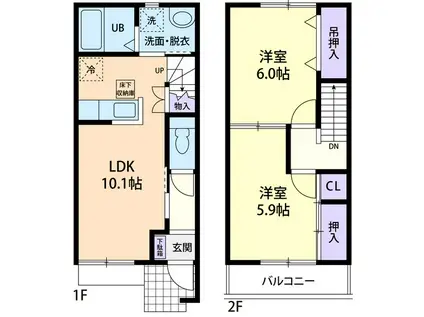 HOLLY FLAT(2LDK/1階)の間取り写真