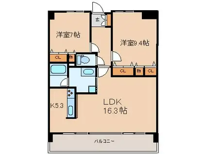 ポレスターセントラルシティ桜(2SLDK/6階)の間取り写真