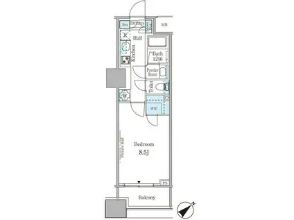 ルビア赤坂(1K/7階)の間取り写真