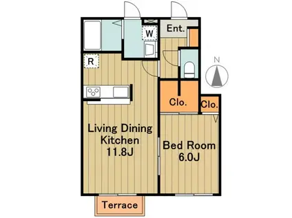 カリンパニハウスB(1LDK/1階)の間取り写真