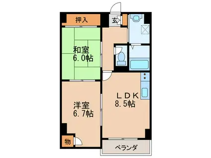 エスペランサ西杉(2LDK/5階)の間取り写真