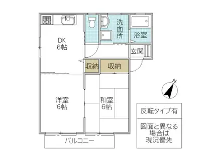 タウンコートD(2K/2階)の間取り写真