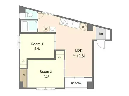 メゾンホソヤマ(2LDK/5階)の間取り写真