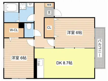 エスぺランサ日夏(2DK/2階)の間取り写真