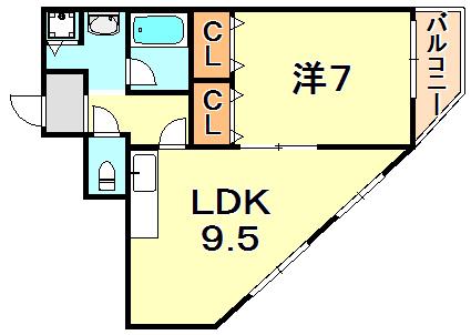 エビスマンション(1LDK/3階)の間取り写真