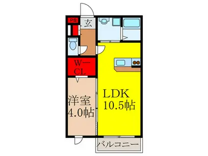 ブランミュール(1LDK/3階)の間取り写真