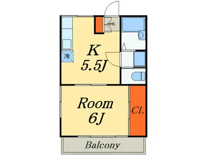 グリーンハイツサクラ(1K/2階)の間取り写真