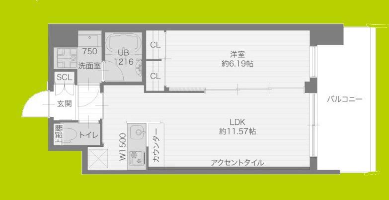 プレジオ城東(1LDK/6階)の間取り写真