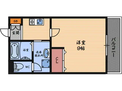 パーシモン茨木(1K/1階)の間取り写真