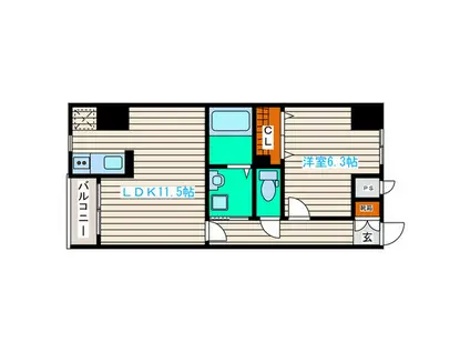 苦竹レジデンス壱番館(1LDK/2階)の間取り写真