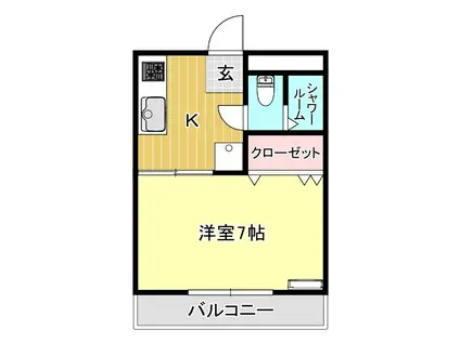 神部ハイツ(1K/3階)の間取り写真