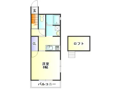 プレステージ三田本町(ワンルーム/2階)の間取り写真