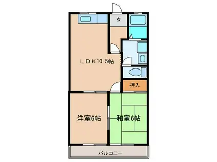 ロイヤルガーデンK(2LDK/2階)の間取り写真