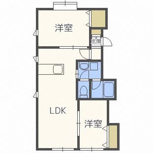 ヒルテラス東麻生(2LDK/2階)の間取り写真