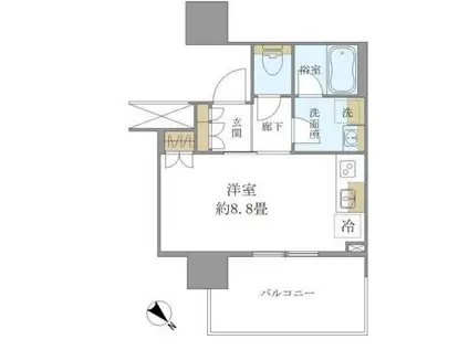 ブリリアタワー浜離宮(ワンルーム/6階)の間取り写真