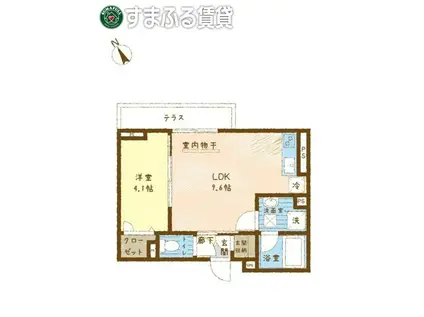 ボヌールA(1LDK/3階)の間取り写真