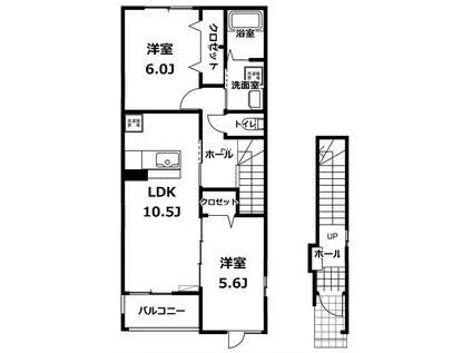 アウローラ I(2LDK/2階)の間取り写真