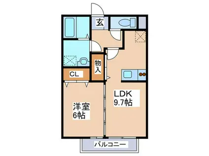 アヴリル(1LDK/1階)の間取り写真