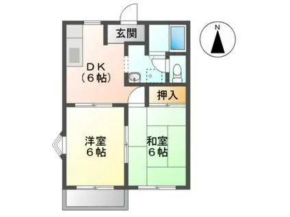 カメリア B棟(2DK/2階)の間取り写真