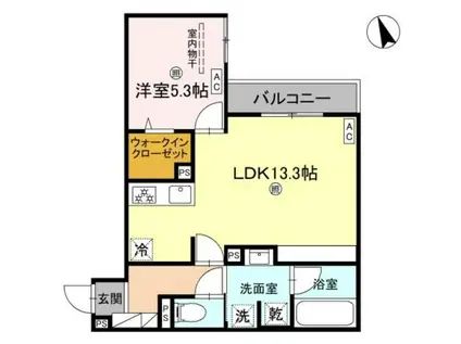 クラシスト東粉浜ウエスト(1LDK/2階)の間取り写真