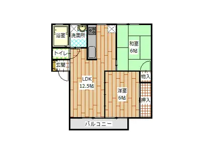コーポラス村山 B棟(2LDK/1階)の間取り写真