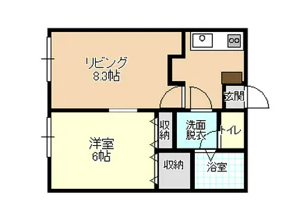 プレフェクチュール古川(1DK/2階)の間取り写真