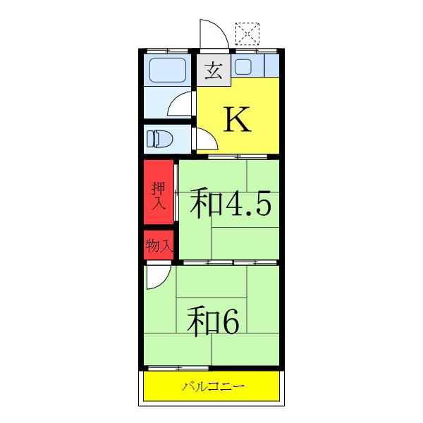 岩井荘(2K/2階)の間取り写真