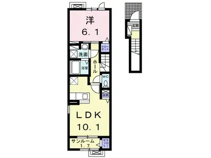 ノーススクエア中野(1LDK/2階)の間取り写真