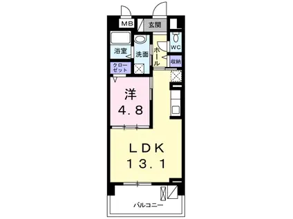 ヴァンク一ル(1LDK/6階)の間取り写真