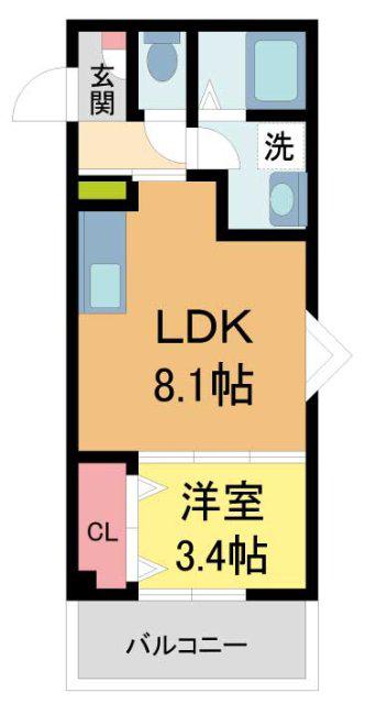 シエーナ川西中央3(1LDK/3階)の間取り写真
