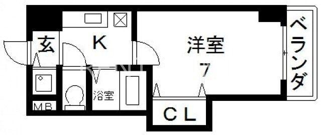 CITY SPIRE布施(1K/4階)の間取り写真