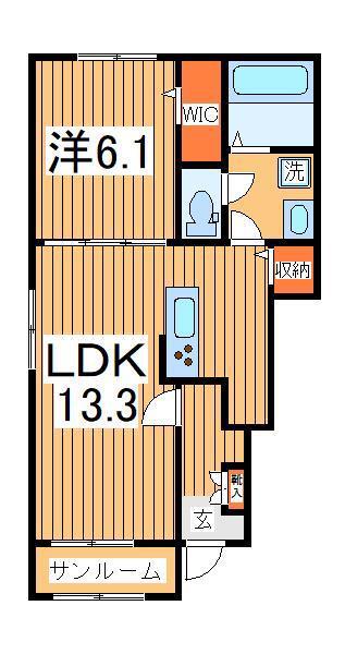 エスタブレA(1LDK/1階)の間取り写真