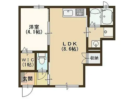 クレール(1LDK/1階)の間取り写真