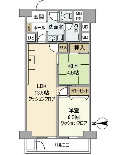 パークサイド船橋(2LDK/7階)の間取り写真