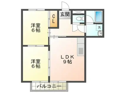 メゾンセイフウ(2LDK/3階)の間取り写真
