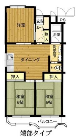 播磨城の宮1号棟(3DK/2階)の間取り写真
