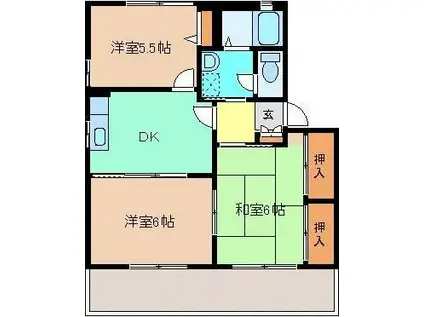 ドミールあざみ C棟(3DK/1階)の間取り写真