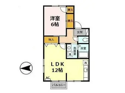 メモリー三千刈A(1LDK/2階)の間取り写真