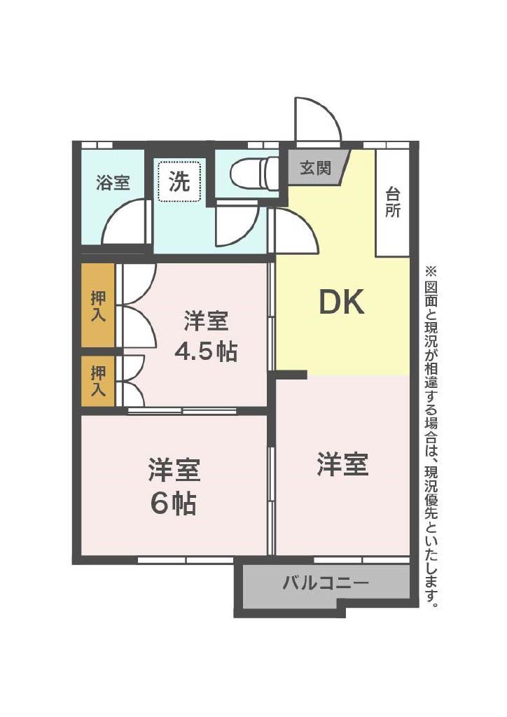 フォーブル三浦B(2DK/2階)の間取り写真