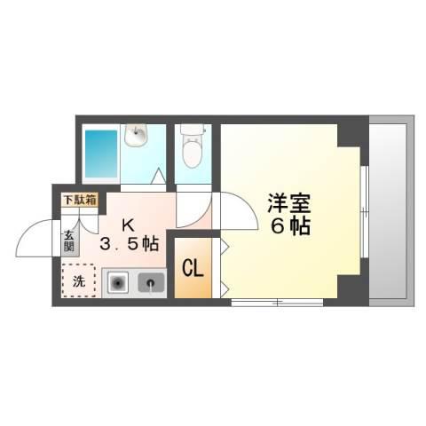 パークサイド大手町(1K/4階)の間取り写真
