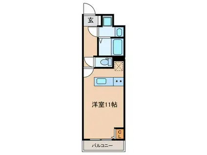 クレアドーレ南草津(ワンルーム/4階)の間取り写真