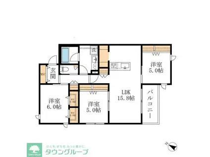 グランヴィラ社台(3LDK/2階)の間取り写真