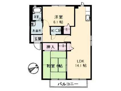 ハイツ上祇園B棟(2LDK/2階)の間取り写真